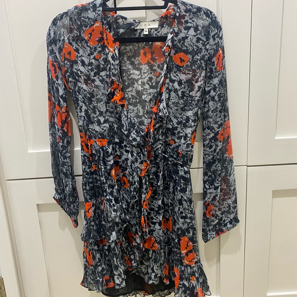 IRO Black and Orange Patterned Blouse